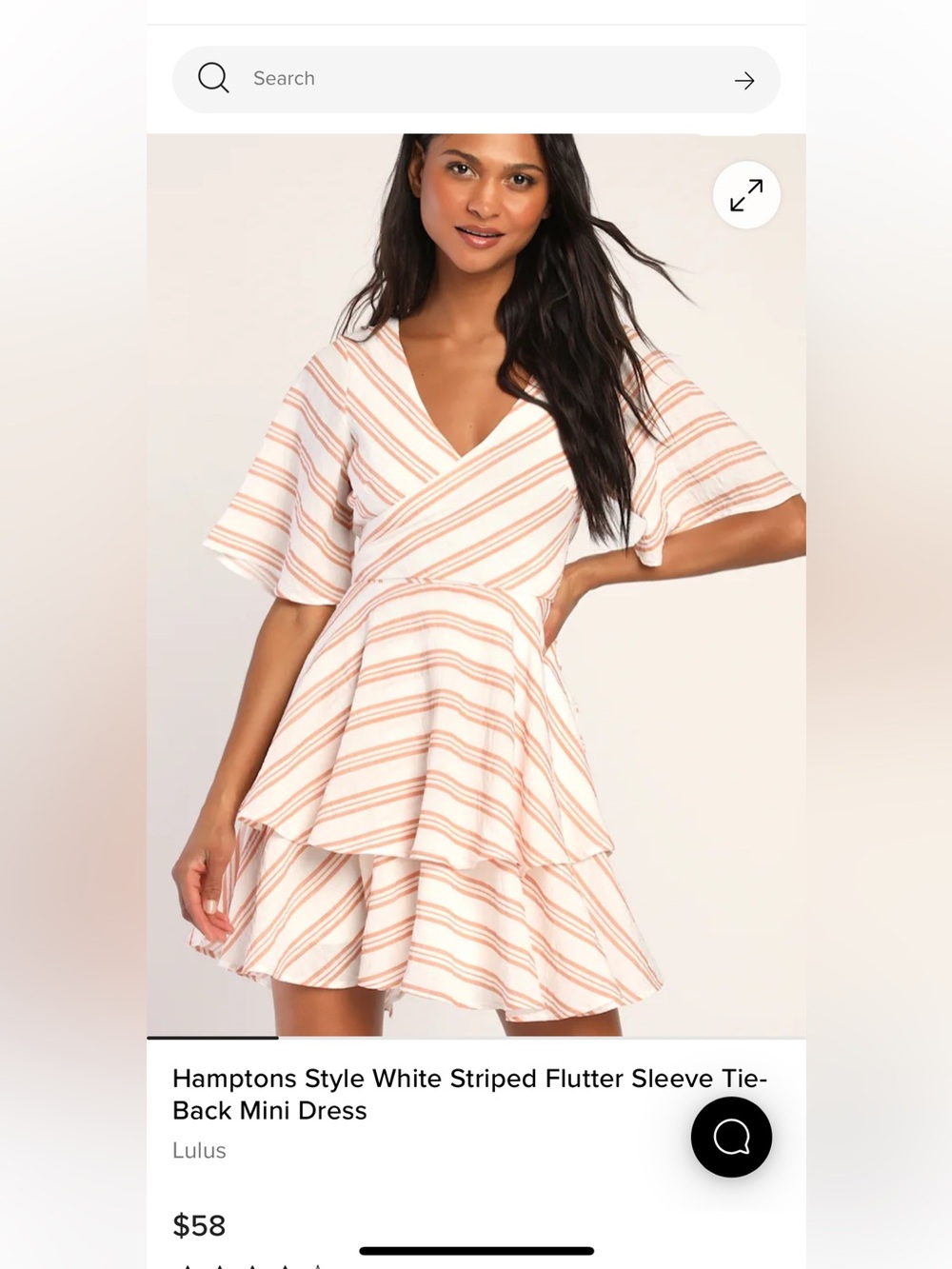 Lulu brand, Hampton Striped Back-Tie Mini Dress in Cream and Peach, never worn!